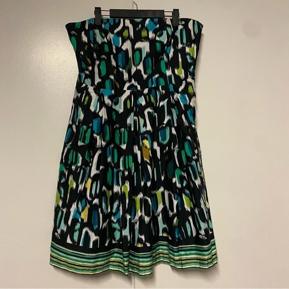 Muse printed belted strapless empire a line pockets dress Size XL - Picture 2 of 10
